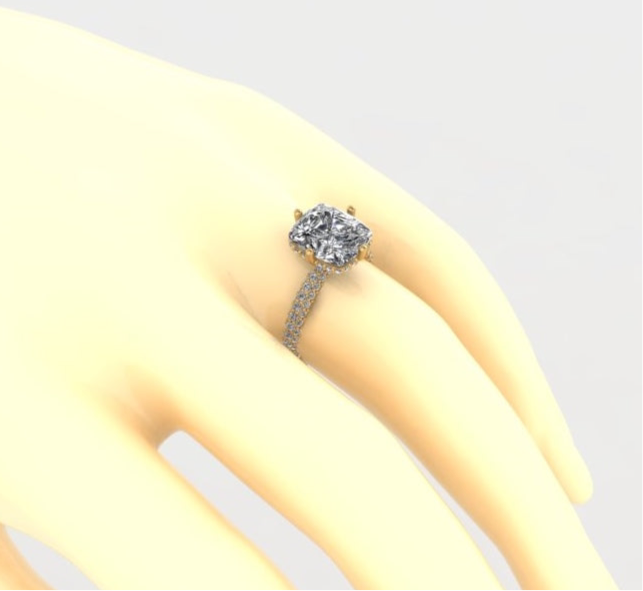 Lumière Cushion Hidden Halo Diamond Ring