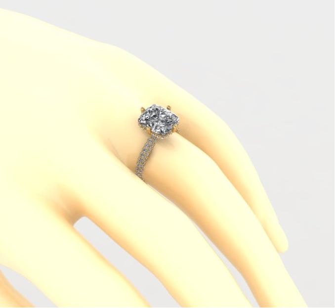 Lumière Cushion Hidden Halo Diamond Ring