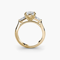 Pear Three Stone Tapered Baguette Ring