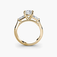 Cushion Three Stone Tapered Baguette Ring