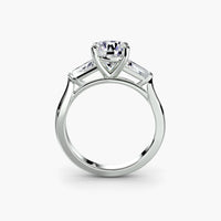 Round Three Stone Tapered Baguette Ring