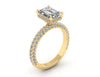 Celeste Emerald Hidden halo Three Row Micro Pavé Engagement Ring