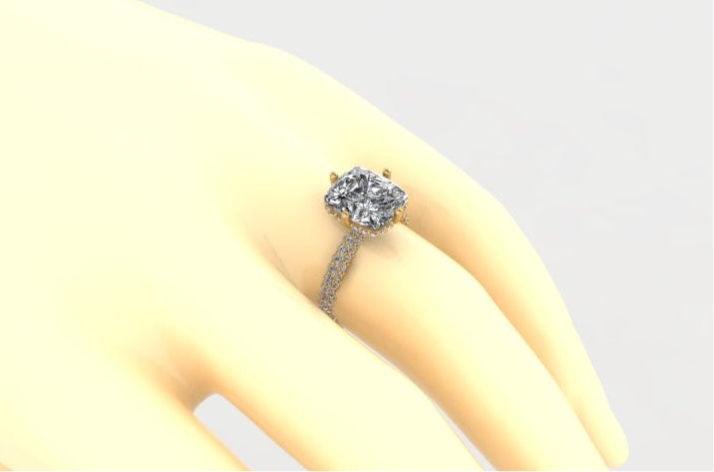 Lumière Cushion Hidden Halo Diamond Ring
