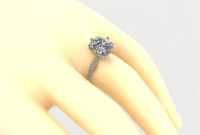 Lumière Cushion Hidden Halo Diamond Ring