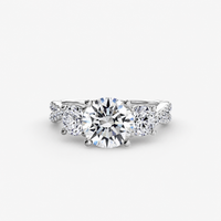 Round Three Stone Twist Pavé Ring