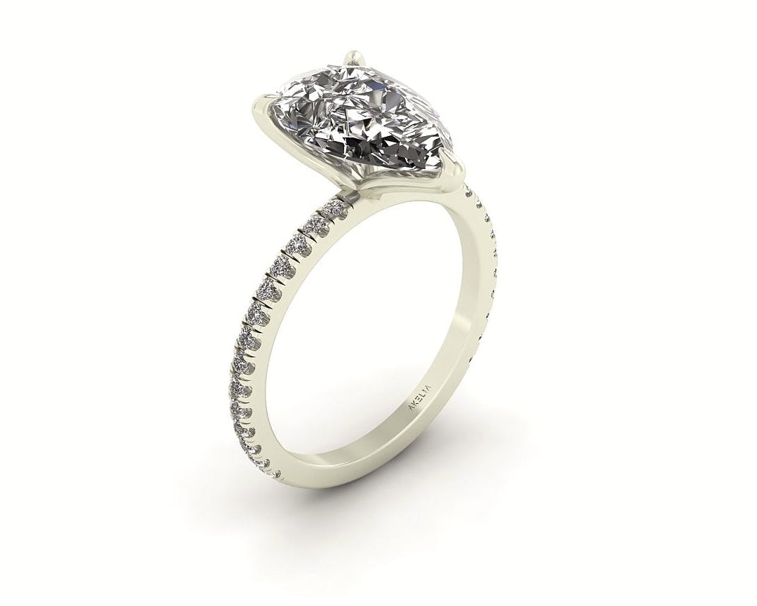 Classic Pear Solitaire With Diamond Shank