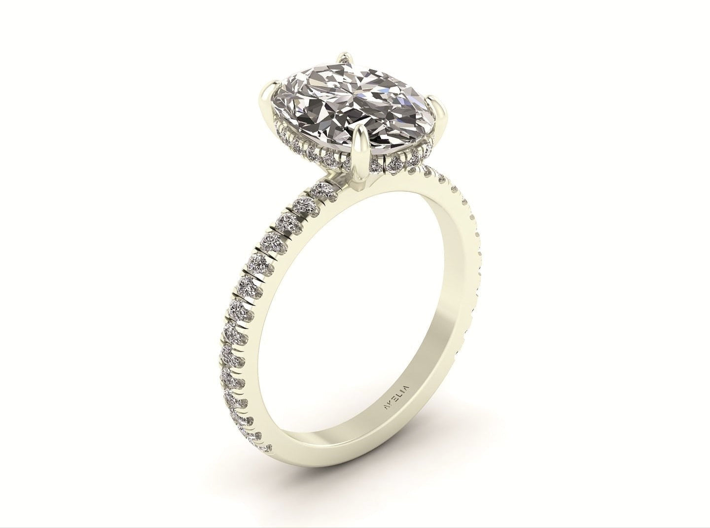 Classic Oval Gallery With Diamond Shank