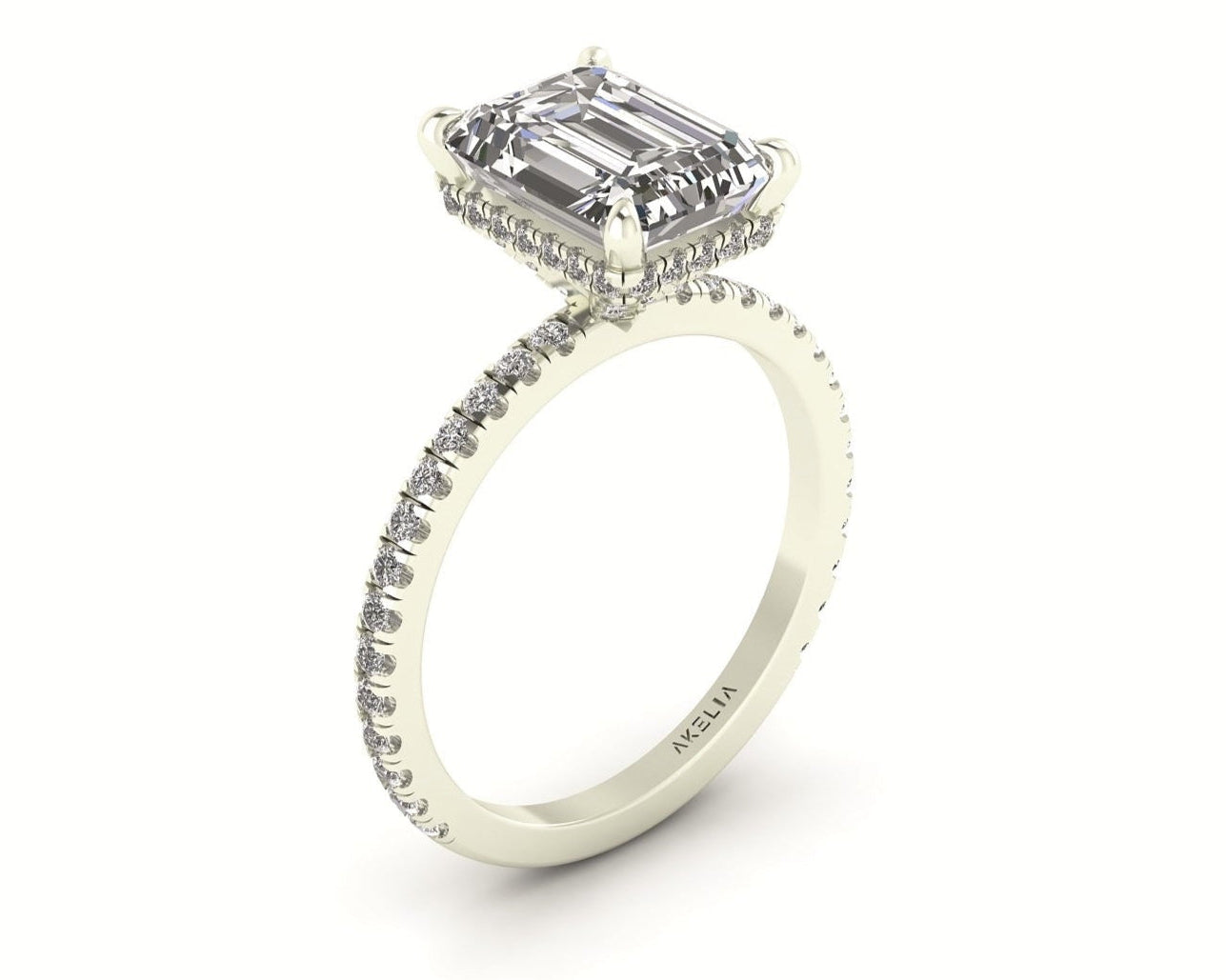 Classic Emerald Hidden Halo With Diamond shank