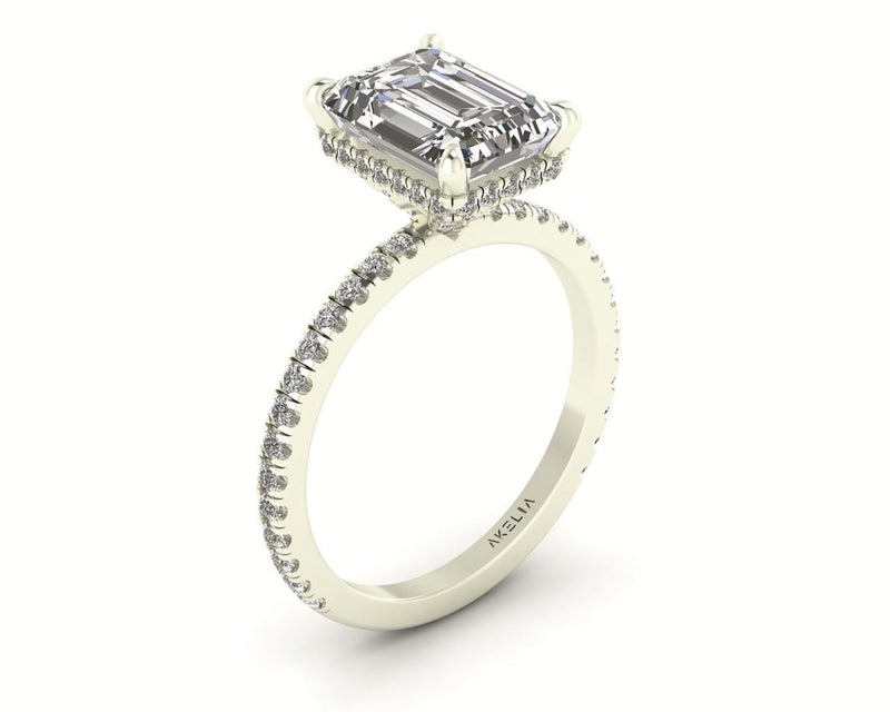 Classic Emerald Hidden Halo With Diamond shank