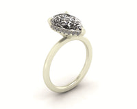Clasped Pear Halo Pavé Engagement Ring