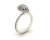 Clasped Pear Halo Pavé Engagement With Diamond Shank