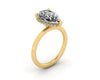 Clasped Pear Halo Pavé Engagement Ring