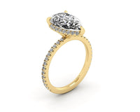Clasped Pear Halo Pavé Engagement With Diamond Shank