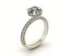 Celeste Round Hidden Halo Three Row Micro pavé Engagement Ring