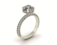 Celeste Round Hidden Halo Three Row Micro pavé Engagement Ring