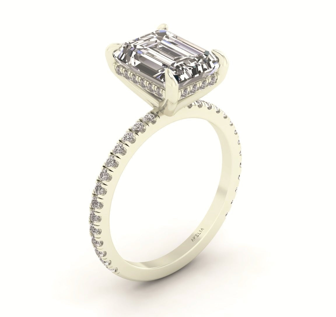 Classic Emerald Gallery With Diamond shank