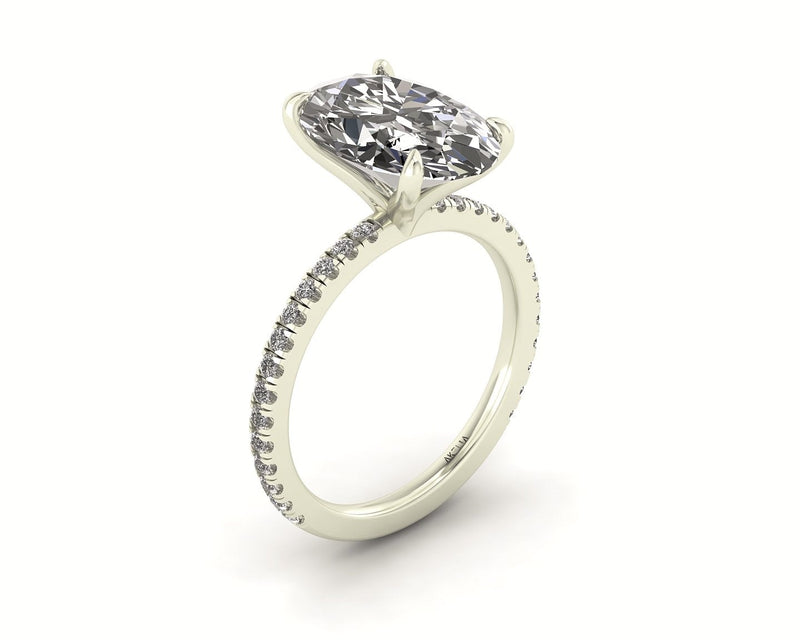 Classic Oval Solitaire With Diamond Shank