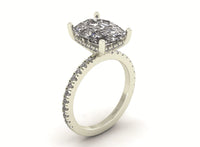 Classic Elongated Cushion Hidden Halo With Diamond shank
