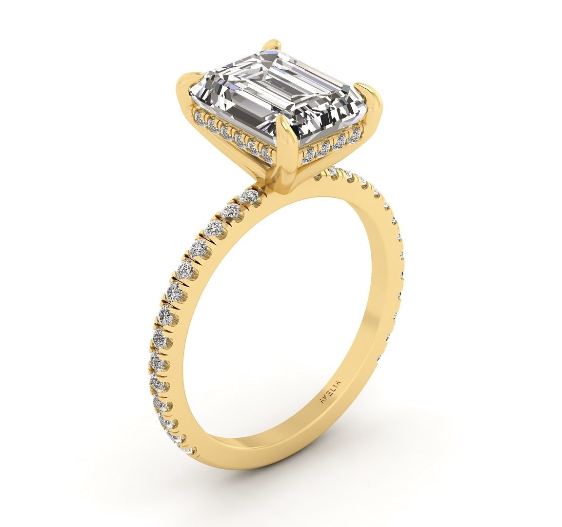 Classic Emerald Gallery With Diamond shank