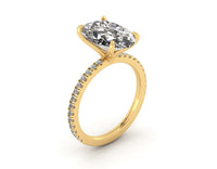 Classic Oval Solitaire With Diamond Shank