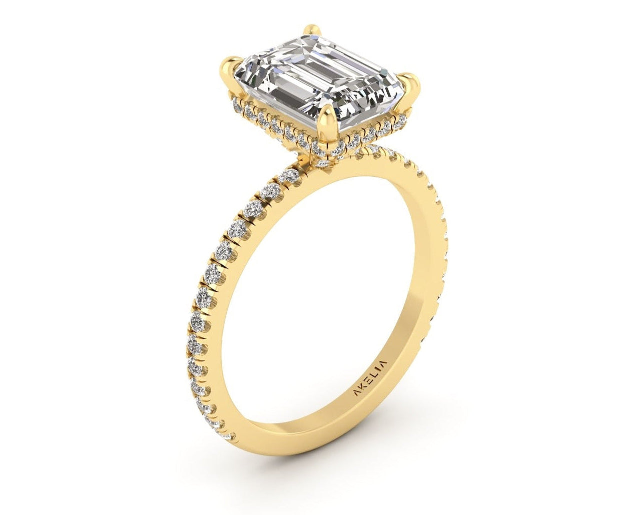 Classic Emerald Hidden Halo With Diamond shank