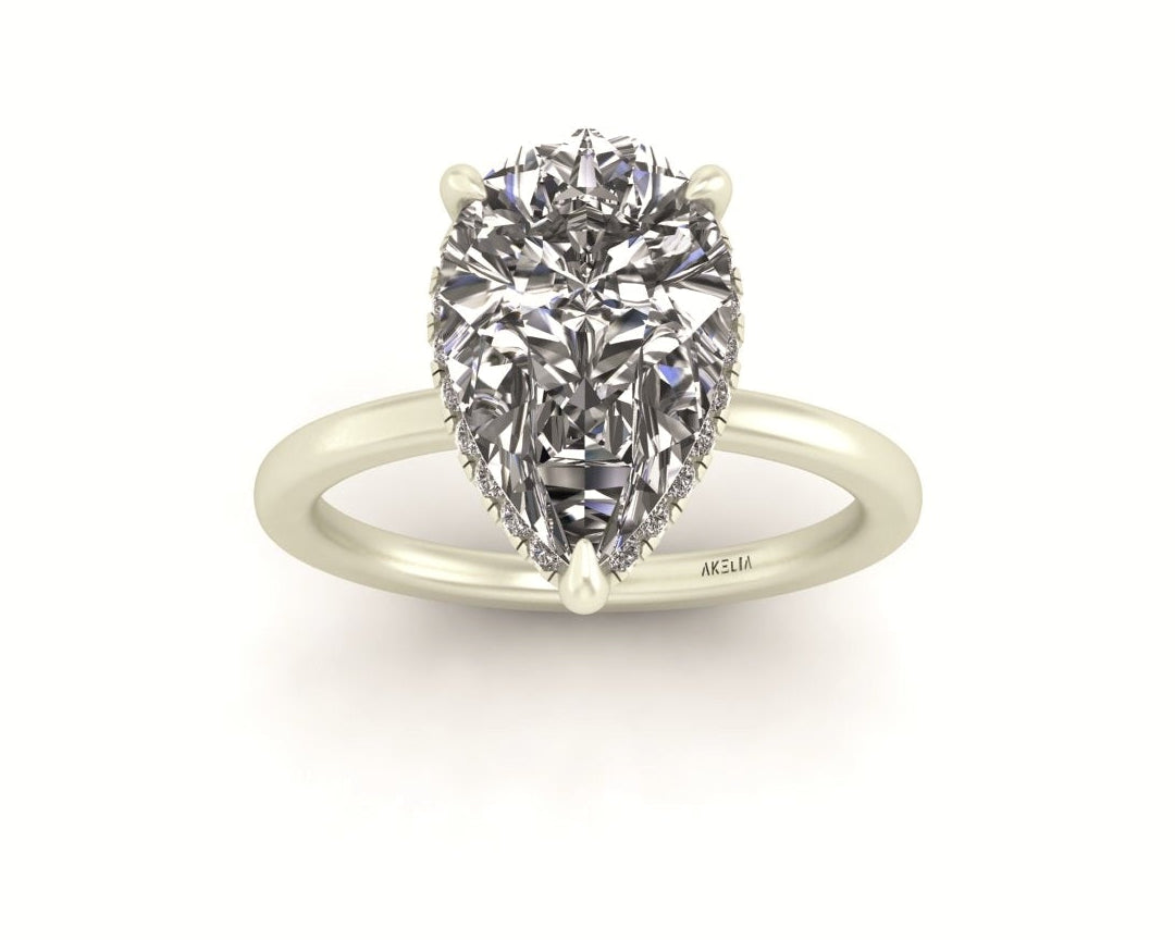 Clasped Pear Halo Pavé Engagement Ring
