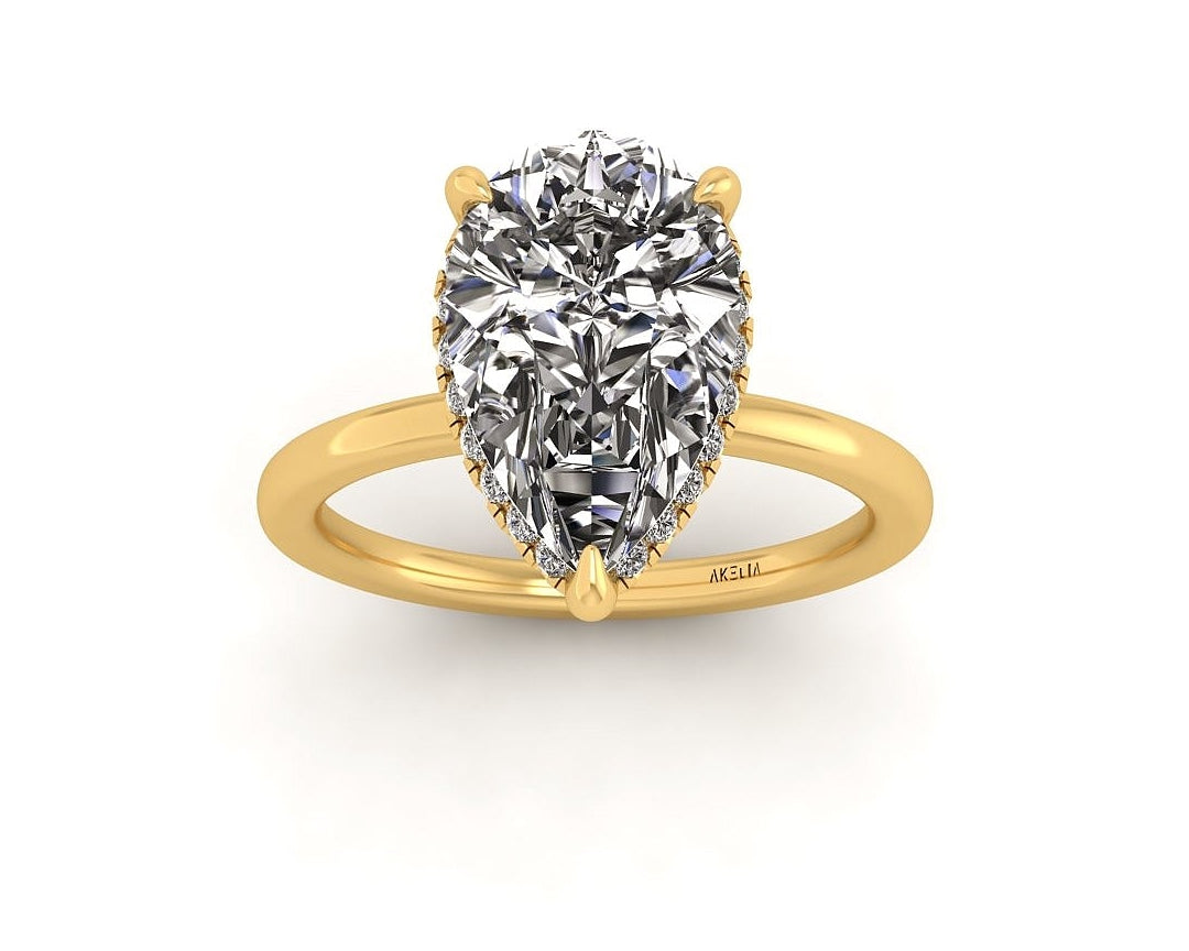 Clasped Pear Halo Pavé Engagement Ring