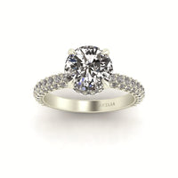 Celeste Round Hidden Halo Three Row Micro pavé Engagement Ring