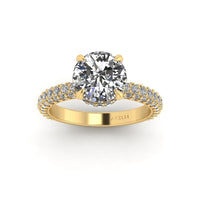Celeste Round Hidden Halo Three Row Micro pavé Engagement Ring