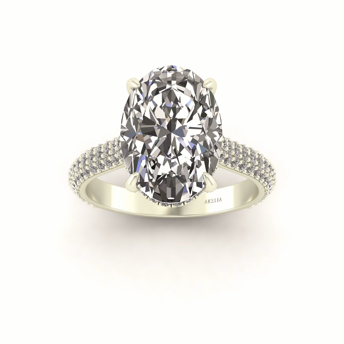 Clasped Cathedral Three Row Halo Engagement Ring