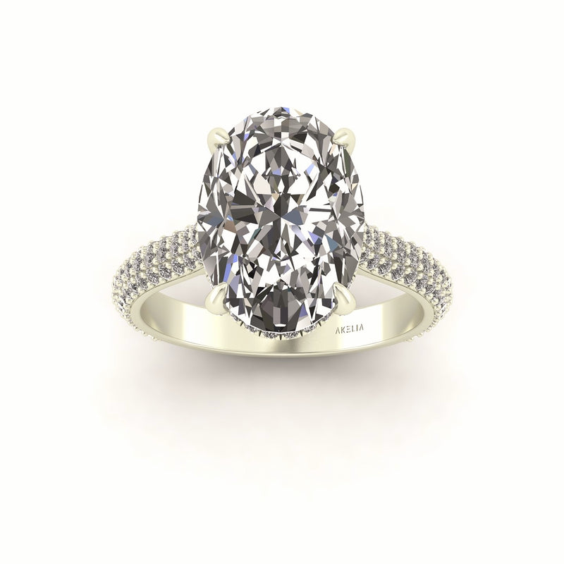 Clasped Cathedral Three Row Halo Engagement Ring