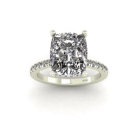 Classic Elongated Cushion Hidden Halo With Diamond shank