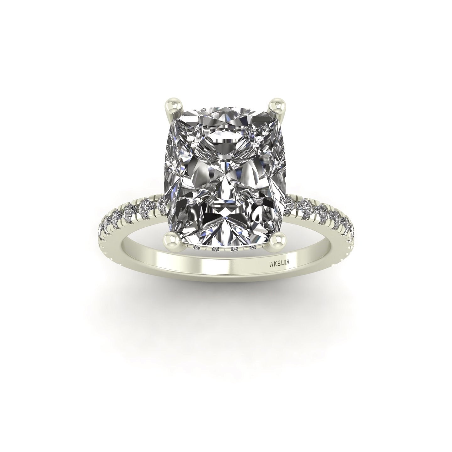 Classic Elongated Cushion Hidden Halo With Diamond shank