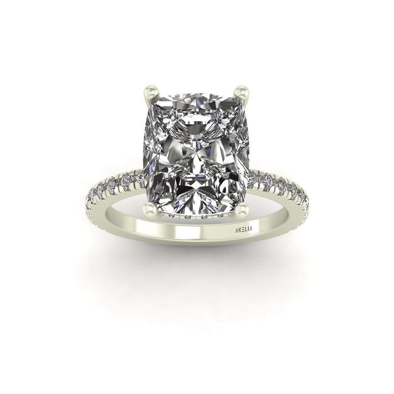 Classic Elongated Cushion Hidden Halo With Diamond shank