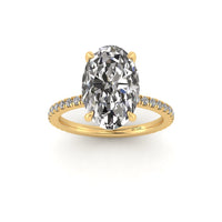 Classic Oval Solitaire With Diamond Shank