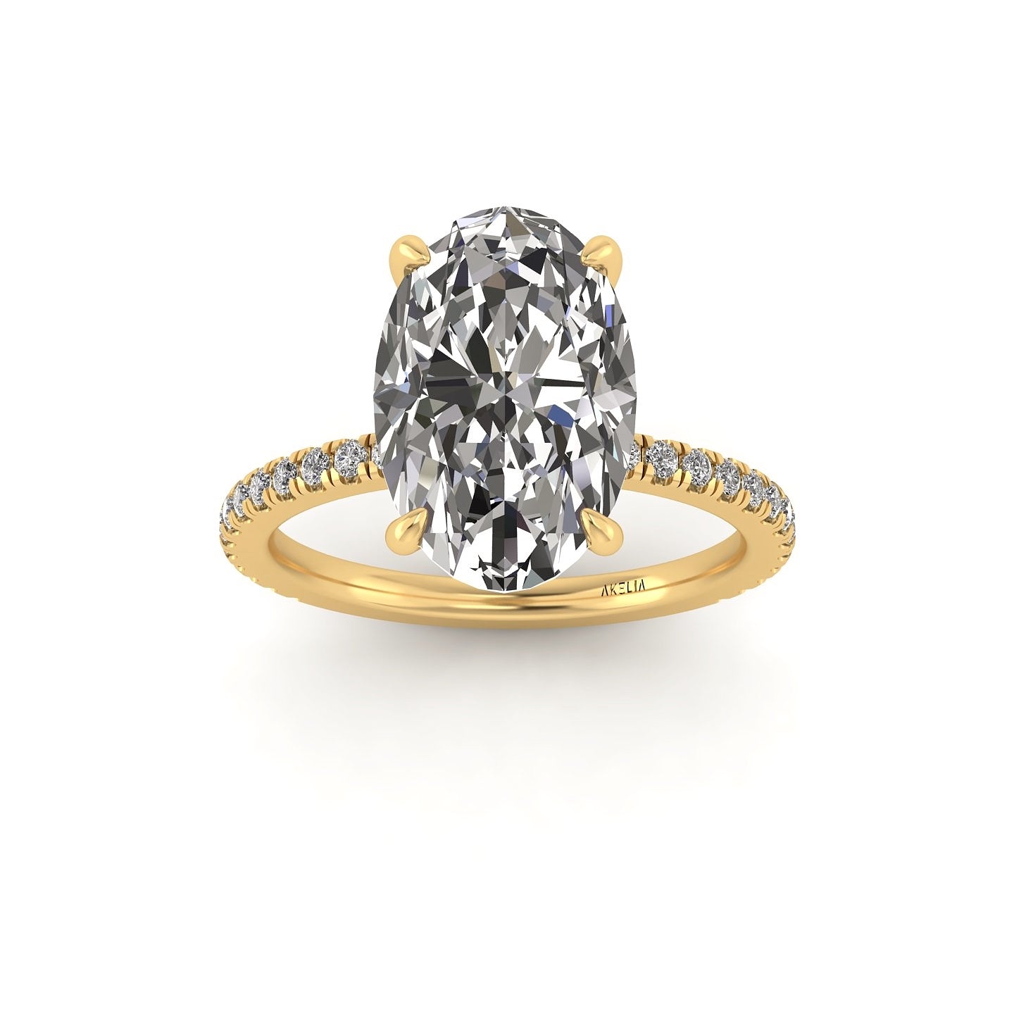 Classic Oval Solitaire With Diamond Shank