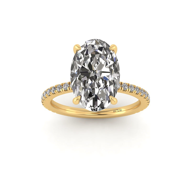Classic Oval Solitaire With Diamond Shank