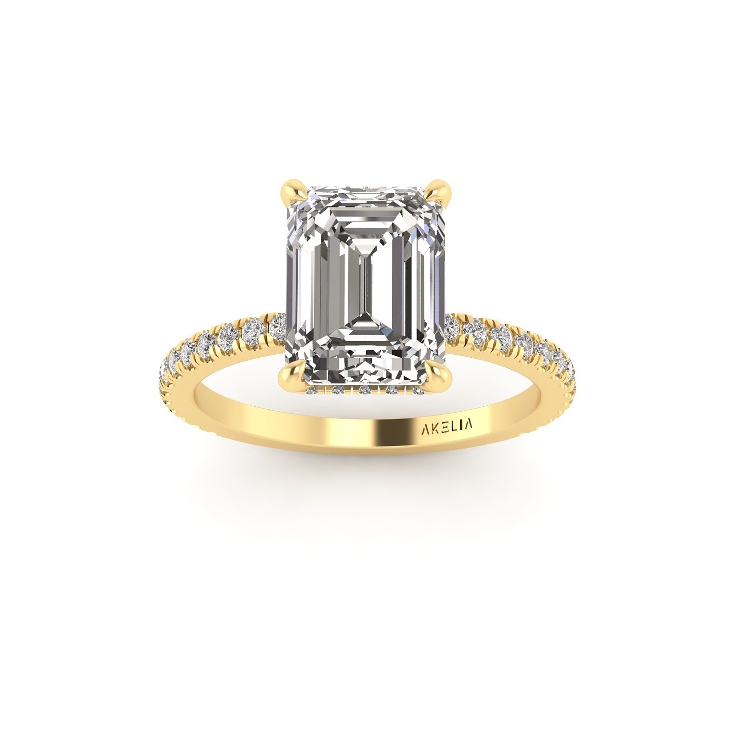 Classic Emerald Hidden Halo With Diamond shank