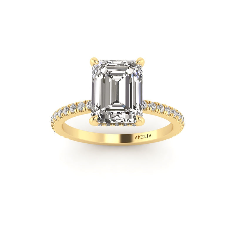 Classic Emerald Hidden Halo With Diamond shank