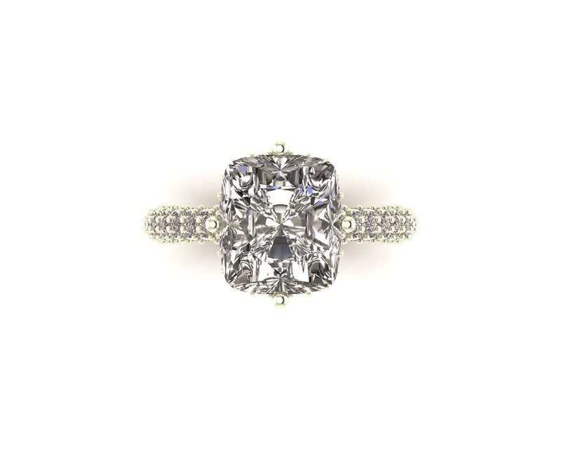 Lumière Cushion Hidden Halo Diamond Ring