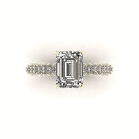 Celeste Emerald Hidden halo Three Row Micro Pavé Engagement Ring