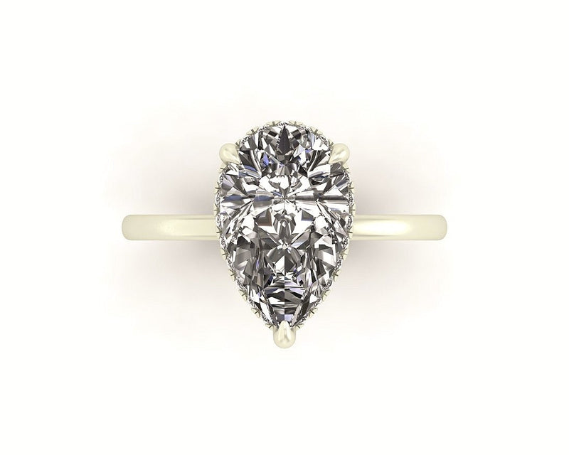 Clasped Pear Halo Pavé Engagement Ring