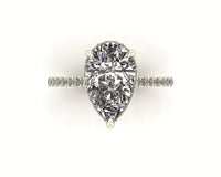 Clasped Pear Halo Pavé Engagement With Diamond Shank