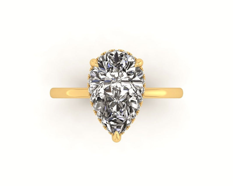 Clasped Pear Halo Pavé Engagement Ring