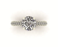 Celeste Round Hidden Halo Three Row Micro pavé Engagement Ring