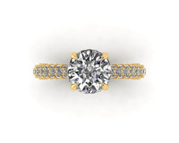 Celeste Round Hidden Halo Three Row Micro pavé Engagement Ring