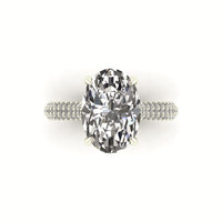 Clasped Cathedral Three Row Halo Engagement Ring