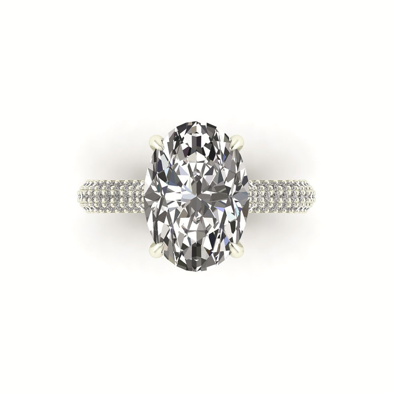 Clasped Cathedral Three Row Halo Engagement Ring