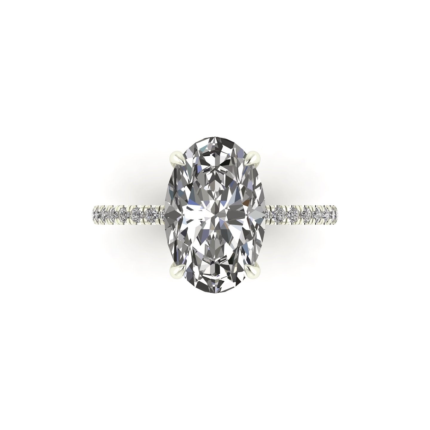 Classic Oval Solitaire With Diamond Shank