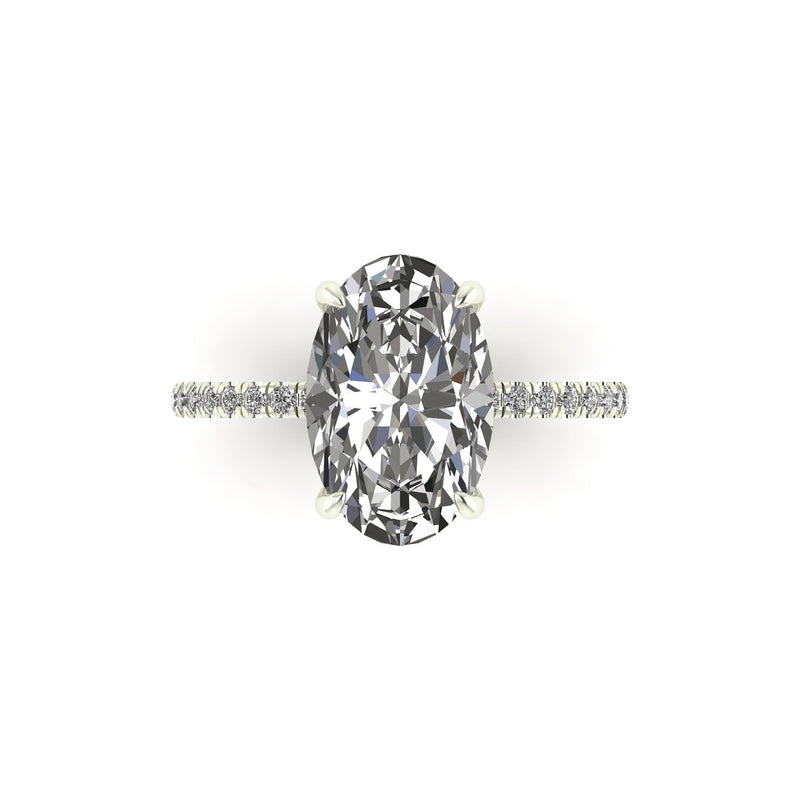 Classic Oval Solitaire With Diamond Shank